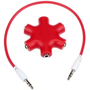 Minijack Multi Splitter Kabel - 0.2 M - Rød