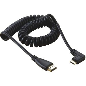 Mini Hdmi - Hdmi Vinklet Spiral Kabel - Guldbelagt - 1 M