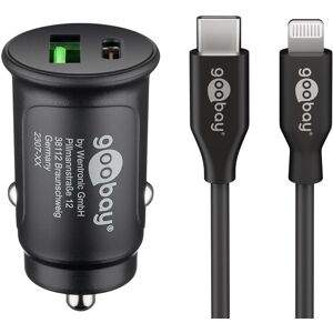 Goobay Dual Usb Lightning Biloplader Med Kabel - Usb-A/usb-C - Sort