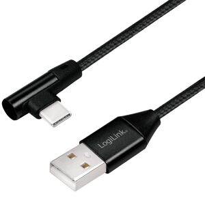 Usb-C 3.1 Til Usb-A 2.0 Han Kabel - 90° Vinklet - Sort - 0.3 M