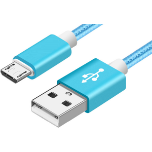 Stofbeklædt Usb-A / Micro-B Usb Kabel - Blå - 1 M