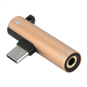 Usb-C Til 3.5 Mm Adapter - Med Opladning - Rosa Guld