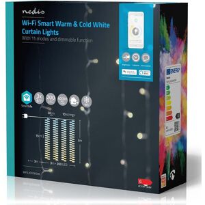 Nedis Smartlife Led Gardin Lyskæde - Varm/kold Hvid - 200 Led - 3 M