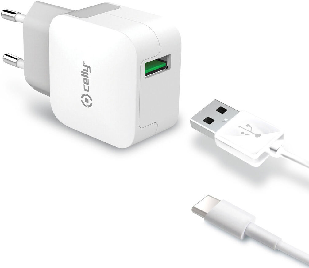 Celly Usb-C Oplader - 2.4a/12w + Usb-C Kabel - 1 M