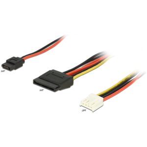 DeLOCK 4-Pin Floppy Strøm Til Sata 15-Pin + Slim Sata 6-Pin - 24 Cm