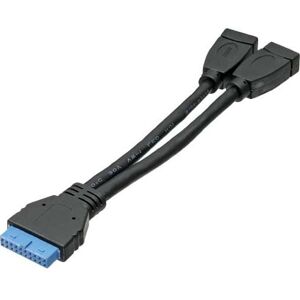 Usb 3.0 Adapter Kabel, 2x Usb A Hun Til Mainboard - 0.15 M