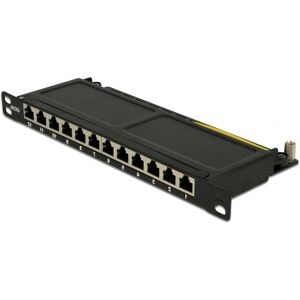 Delock 10″ Patch Panel 12 Port Cat.6a 0.5 U - Sort