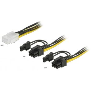 DeLOCK Intern Pc Strøm Adapter - 6-Pin Hun Til 2 X 8-Pin Han - 15 Cm