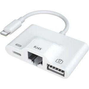 Apple Lightning Til Rj45 + Usb Adapter Kabel - Hvid