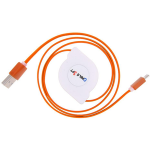 Micro-B / Usb-A Oprullelig Usb Kabel - Orange - 1 Meter