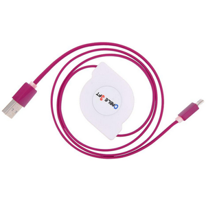 Micro-B / Usb-A Oprullelig Usb Kabel - Pink - 1 Meter