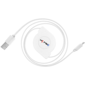 Micro-B / Usb-A Oprullelig Usb Kabel - Hvid - 1 Meter