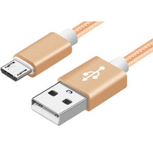 Stofbeklædt Usb-A / Micro-B Usb Kabel - Guld - 1 M