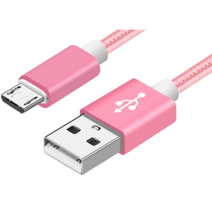 Stofbeklædt Usb-A / Micro-B Usb Kabel - Pink - 1 M