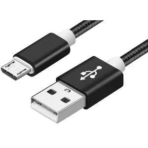 Stofbeklædt Usb-A / Micro-B Usb Kabel - Sort - 1 M