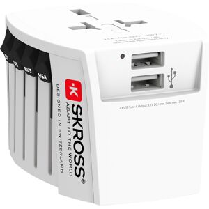 Skross Muv 2x Usb-A 2.4a - Rejseadapter Til Verden - Hvid