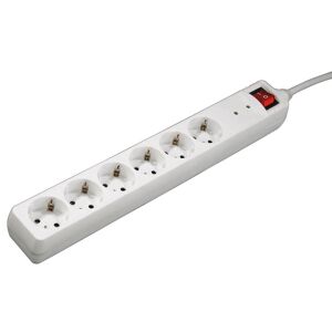 Hama Stikdåse 6 Udtag - Afbryder - Schuko Eu Jord - Hvid - 1.4 M