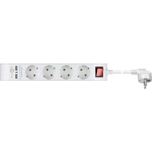 Goobay Stikdåse 4 Udtag - Schuko Eu - Afbryder - 2x Usb - Hvid - 1.4 M