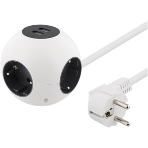 Powerglobe 4 Udtag - Schuko Eu Jord - 2 X Usb - 1.4 M