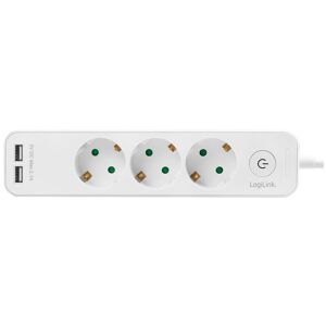 Stikdåse 3 Udtag - 2x Usb - Schuko Eu Jord - Hvid - 1.5 M