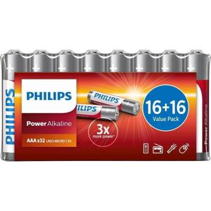 Philips Aaa/lr6 Power Alkaline - Aaa Batteri - 32 Stk