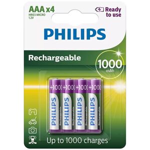 Philips R03b4rtu Genopladeligt Batteri - Aaa - 1000 Mah - 4 Stk