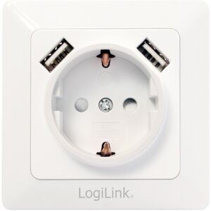 Logilink 230v (Schuko) Stikkontakt - 2 X Usb-A - Hvid