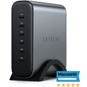 Satechi 230v Gan Oplader - 6x Usb-C Pd - 200w - Space Grey