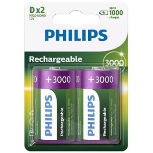 Philips R20b2a300 Genopladeligt Batteri - D - 3000 Mah - 2 Stk