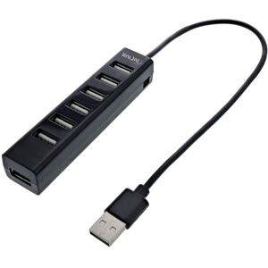 Inline Usb 2.0 Slim Hub - 7 Vejs - Sort - 50 Cm