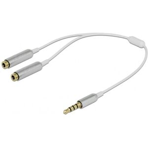 Delock 4 Pin Minijack Splitter Kabel Med Mic - 25 Cm - Sølv