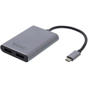 Inline Usb-C Til 2x Displayport Adapter - 4k - Sort - 10 Cm