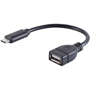 Usb-C Han Til Usb-A 2.0 Hun Kabel - 12 Cm - Sort