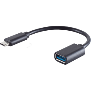 Usb-C Han Til Usb-A 3.0 Hun Kabel - 12 Cm - Sort