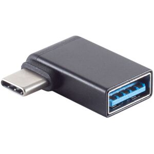 Usb-C Otg Adapter - Usb-C Han / Usb-A 3.0 Hun - Vinklet - Sort