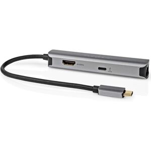 Nedis Usb-C Hub - Rj45/usb-A/hdmi/usb-C - Grå