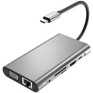 Usb-C Multi-Hub 4k Hdmi/vga - 10in1 - Grå