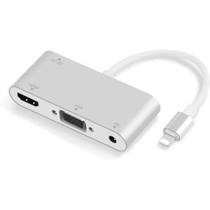 Apple Lightning Til Hdmi/vga Adapter Kabel - Sølv - 10 Cm