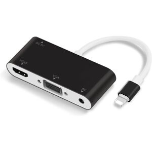 Apple Lightning Til Hdmi/vga Adapter Kabel - Sort - 10 Cm