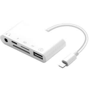 Apple Lightning Usb-A 2.0 Hub Kortlæser + Minijack - Hvid