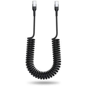 Usb-C Til Usb-C Spiralkabel - 5a - Sort - 1.5 M