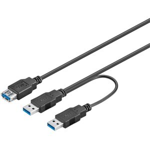 Usb 3.0 Dual Strømkabel - A-Han / A-Han - 0.3 M