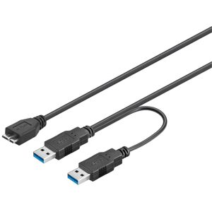 Usb 3.0 Dual Strømkabel - A-Han / Micro-B - 0.3 M