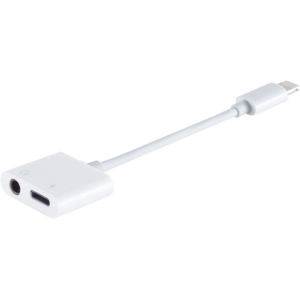 Apple Lightning Til 3.5 Mm Mini Jack Samt Ladefunktion Adapter - Hvid