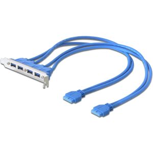 DeLOCK Slotbracket 2x Intern 19 Pin Usb 3.0 Til Ekstern 4x Usb 3.0