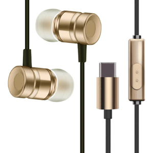 Usb-C 3.1 In-Ear - Metal Headset - Guld