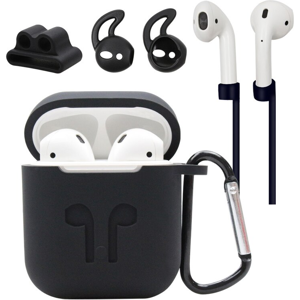 Airpods Silikone Tilbehør Sæt - 5i1 - Sort