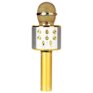 Trådløs Karaoke Mikrofon Med Bluetooth Højttaler - Guld