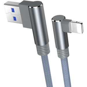 Apple Lightning Kabel Til Iphone / Ipad - Vinklet - 3a - Grå - 2 M