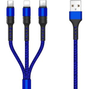 Usb Multi Kabel - Usb-C/lightning/micro-B - 5a - 1.2 M - Blå